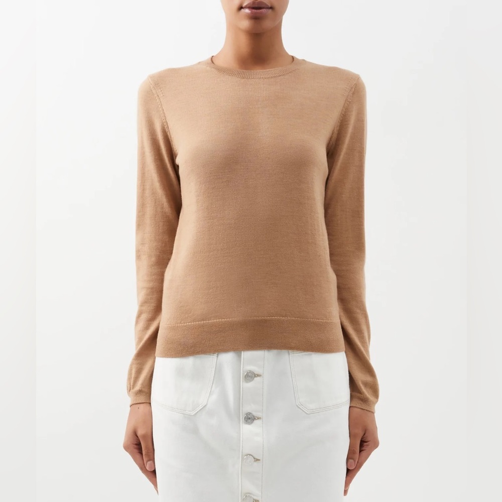 A.P.C. Savannah 100% Merino Wool Crewneck Sweater in Heather Beige